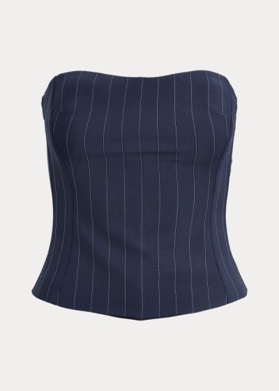 Camisa Ralph Lauren Mujer Azul Marino / Creme - Eliza Striped Wool Bustier - LDPGI2103